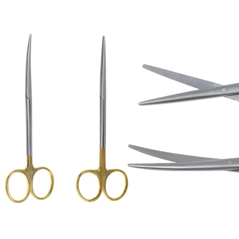 Tissue Scissors Golden Handle Blunt Scissors Stainless Steel Straight Curved Medical Scissors