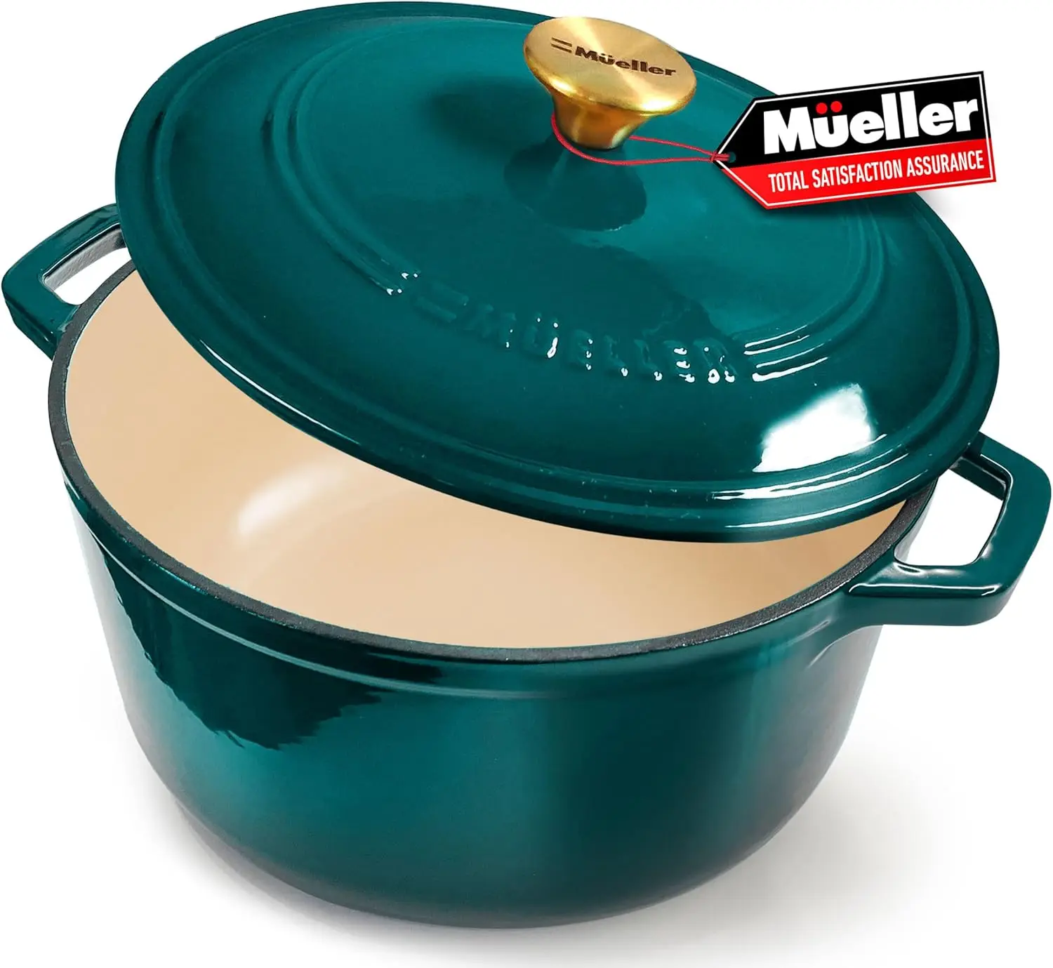 

6 Quart Enameled Cast Iron Dutch Oven Pot with Lid Heavy-Duty Oven Safe up to 500° F & Across All Cooktops Emerald