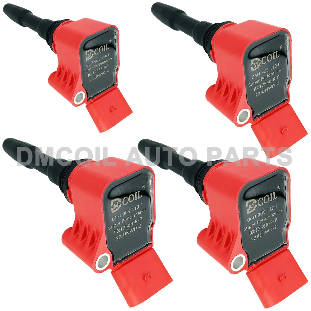 4 RED SUPER PERFORMANCE IGNITION COIL FIT PORSCHE AUDI A5 Q3 Q5 TT VW EOS GOLF SKODA SEAT 1.8T 2.0T 3.0T EA888 II III 06H905110H