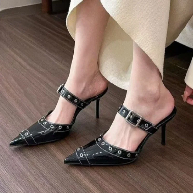 

Women Pointed Toe Slippers Sexy High Heels Shoes Brand Mules 2025 New Spring Woman Sandals Fashion Flip Fliops Stilettos Pumps