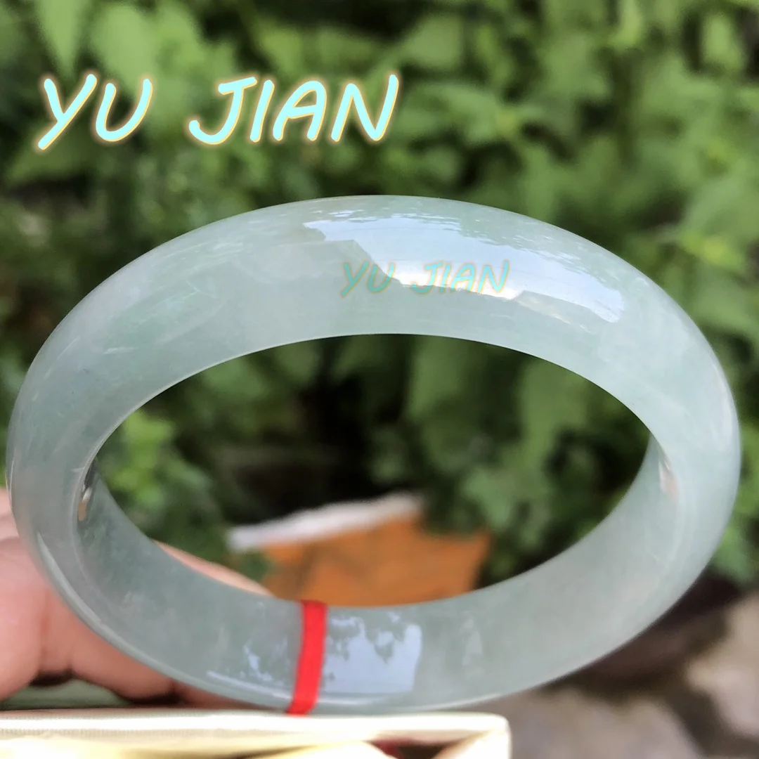 New Natural Ice Glutinous Flat Strip Jadeite Bangles Fashion Exquisite Elegant Quality Jade Bracelet Handring Fine Jewellry