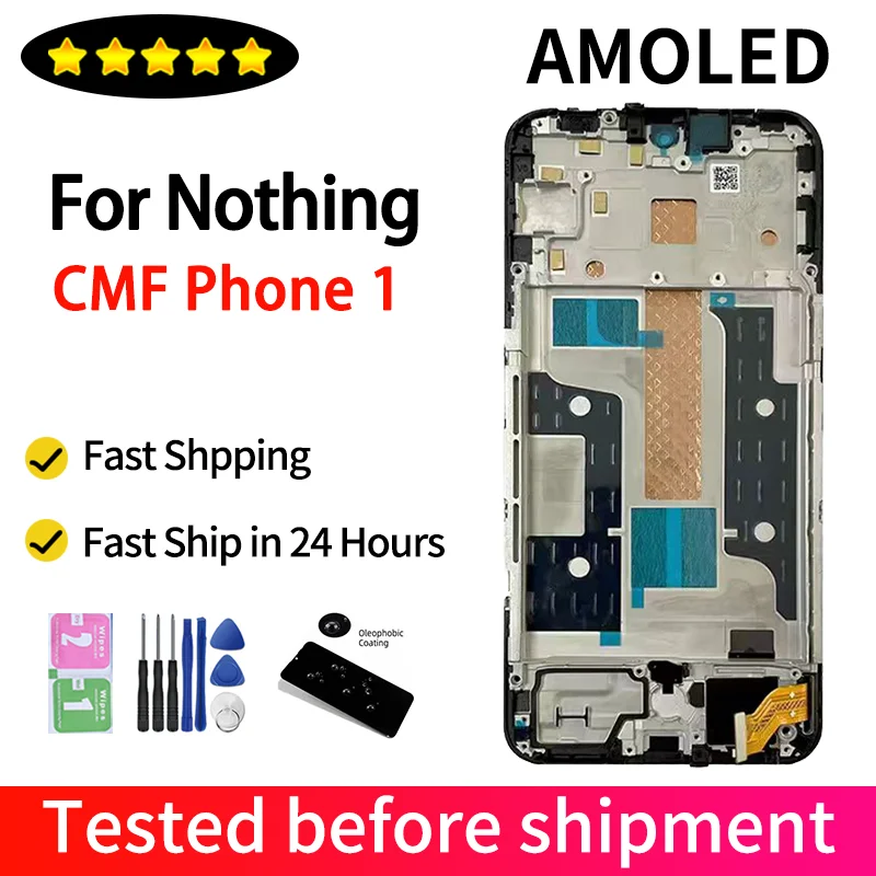 6.67”AMOLED For Nothing CMF Phone 1 LCD Display Touch Screen Digitizer Assembly For Nothing CMF Phone One A015 Display Frame