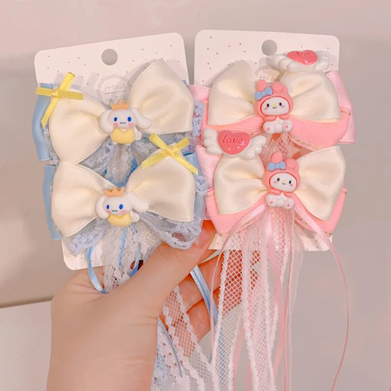 

Anime Cinnamoroll Melody Lolita Girl's Hairpin Lace Headband Bow Children Kawaii Lolita Ribbon Cosplay Maid Sweet Hair Hoop Gift
