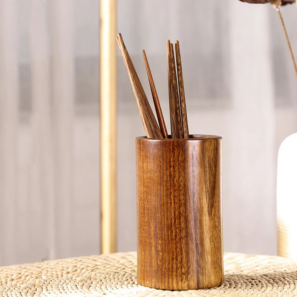 

Jujube Wood Chopstick Storage Bucket Round Cutlery Organizer Container Compact Kitchen Storage Holder Home Supplies Rack