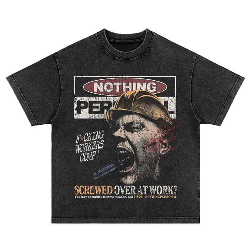 Harajuku Oversized 2026 Portrait Print Short Sleeve Hip Hop Streetwear Trend Fashion Punk Washed Vintage Loose Cotton T-Shirt