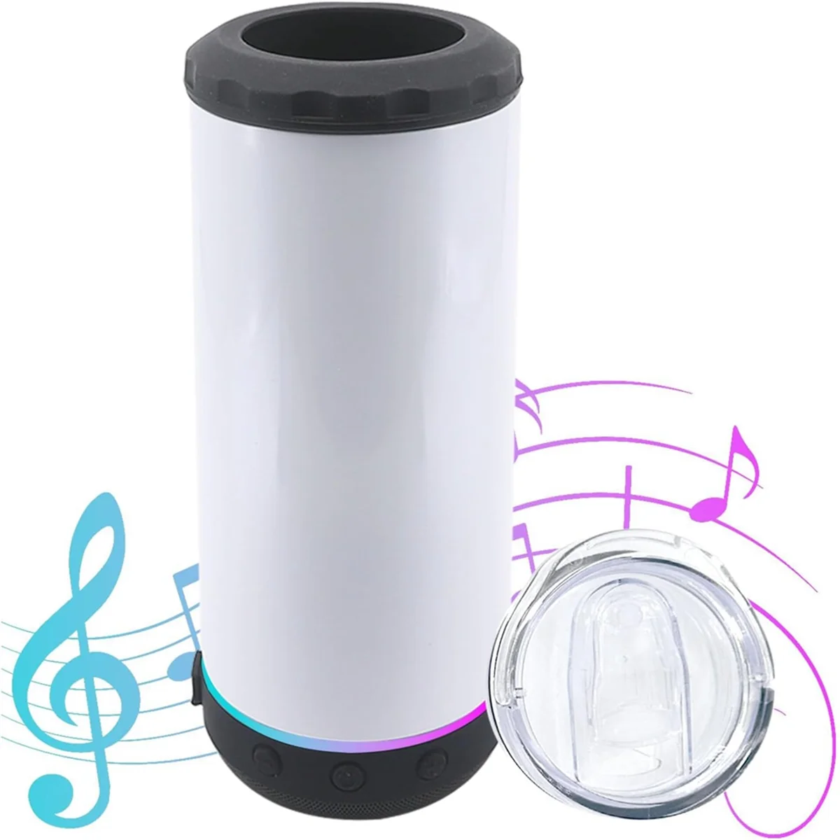 1-Pack 16 Oz Sublimated Blank Bluetooth Speaker Stainless Steel Insulated 4-In-1 Can Refrigerated Beer Holder