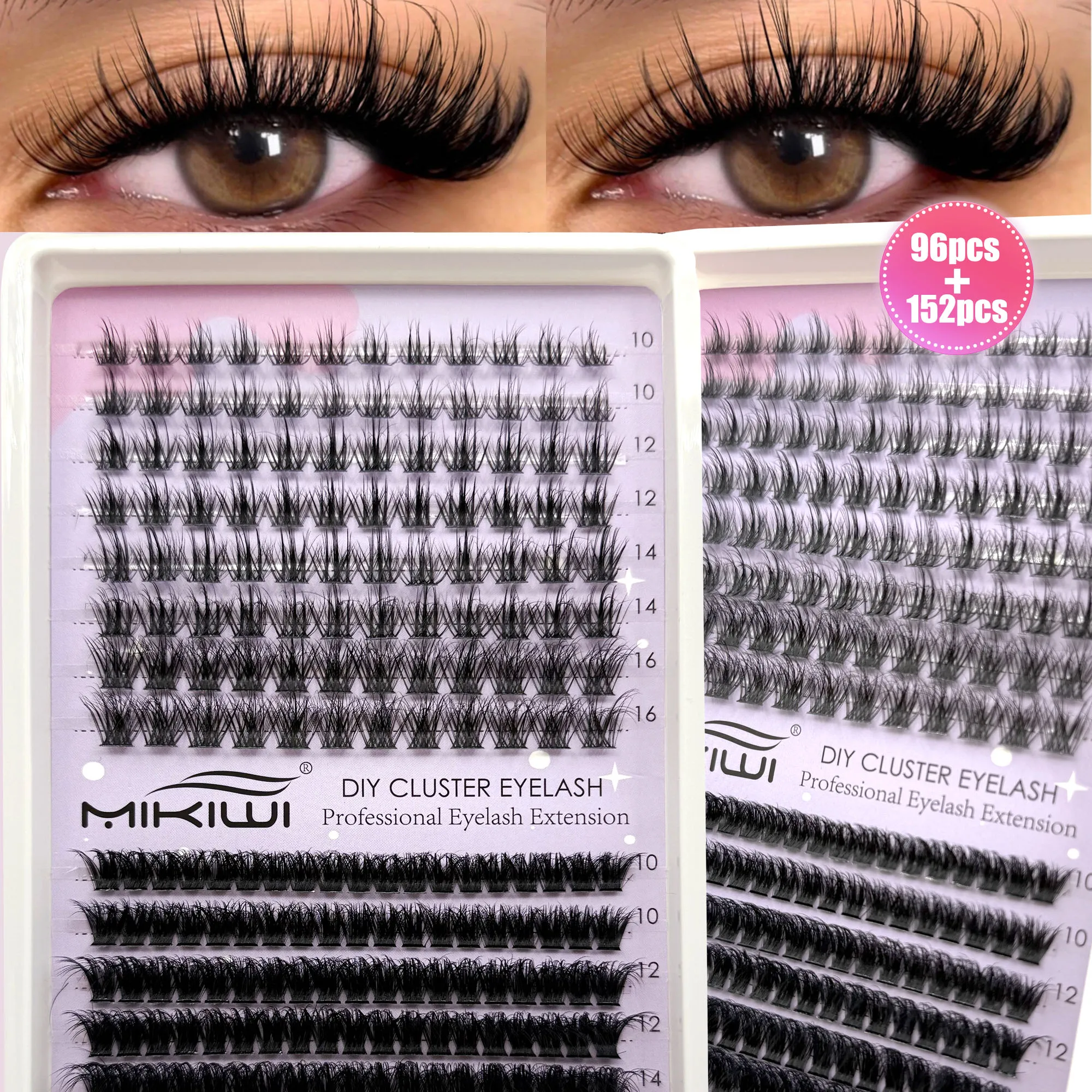 248Pcs Individual Clusters Lashes D Curl Mixed 2 Styles 10-16MM Soft Wispy & Fluffy Faux Mink Cluster Diy Extensions Lash