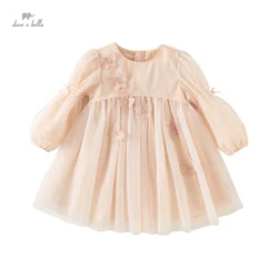 Dave Bella Princess Dress for Girls Baby Children 2024 New Autumn Sweet Gentle Fashion Mesh Butterfly Party Outdoor DB3241733