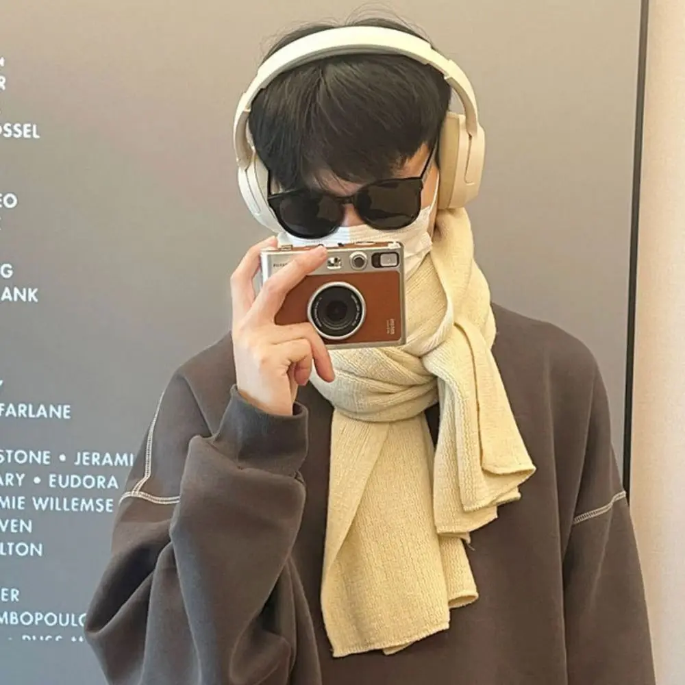 Hoge kwaliteit effen kleur heren wollen sjaal Eenvoudige lange winter kasjmier sjaal Warm gebreide koudebestendige sjaal Mannetjes