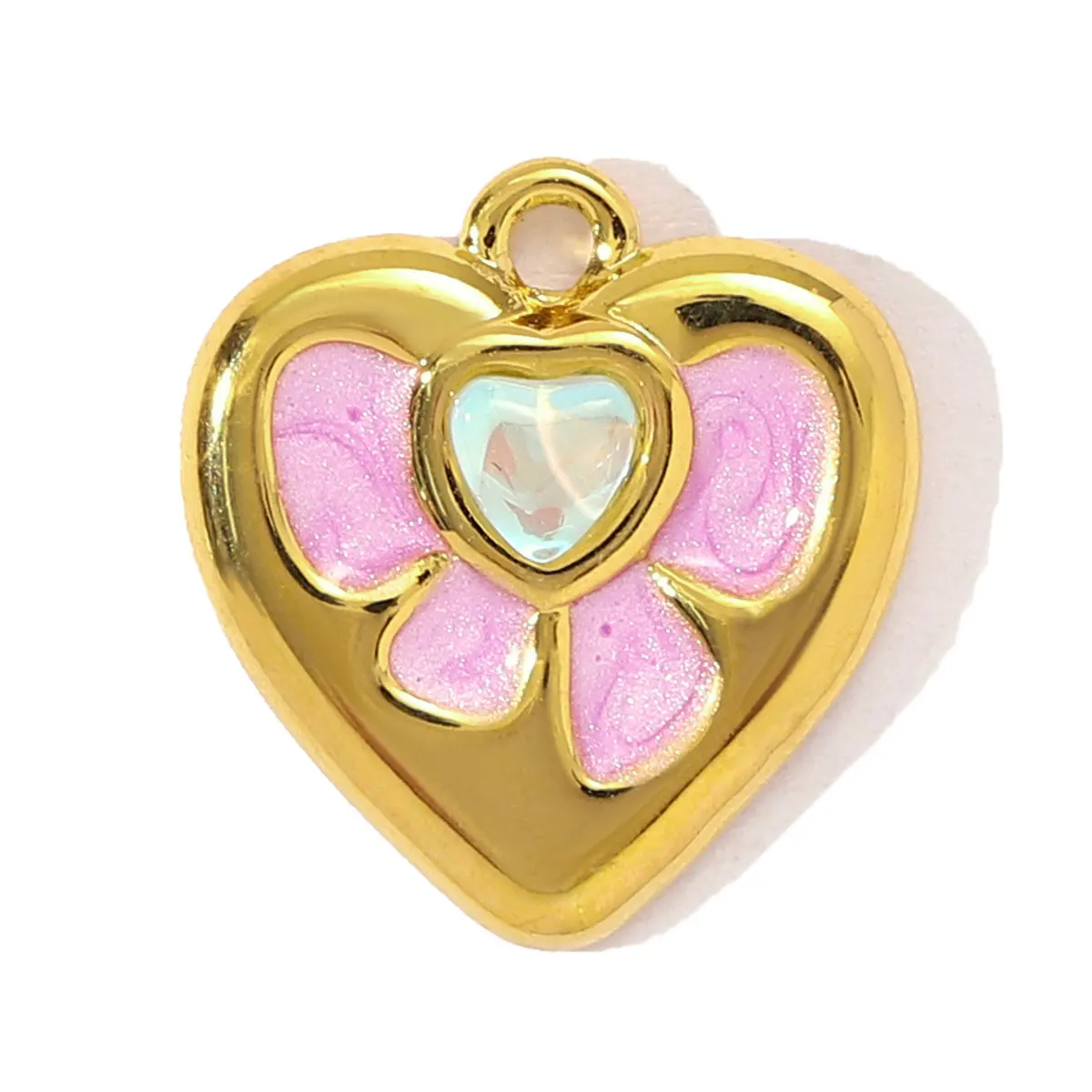 3 قطعة/الوحدة الفولاذ المقاوم للصدأ Bowknot القلب المعلقات القمر سحر الزجاج حجر DIY بها بنفسك صنع المجوهرات قلادة القرط الإكسسوار