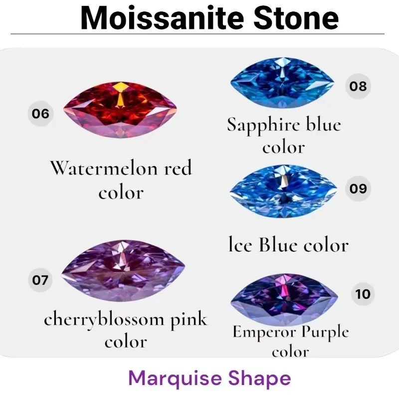 New Moissanite Stone Marquise Shape VVS1 Combination Chain Charms Beads with Certificate for Advanced Jewelry Making Materia
