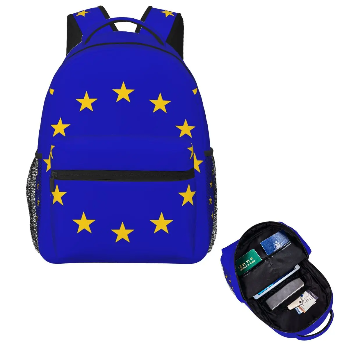 

EU Flag Backpack Hot Sale Daypack Large Capacity Children BookBag School Bag Shoulder Bags for Men Women