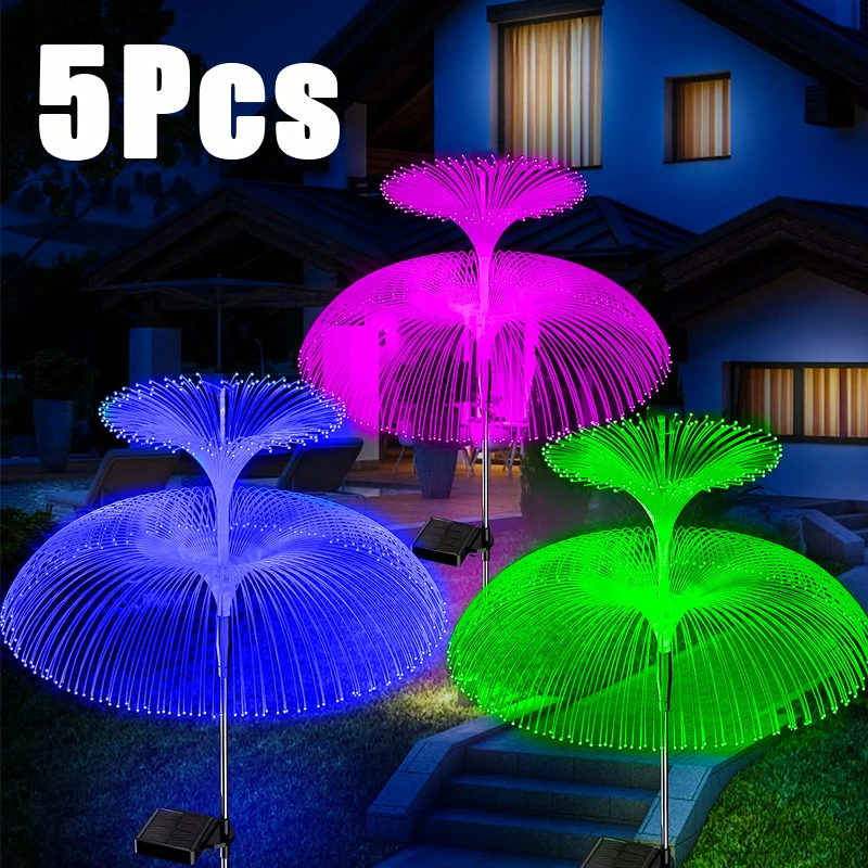 Solar Double Jellyfish Pathway Lights LED Garden Decor Stake Light Waterproof Outdoor Yard Lawn Patio Solar Lawn Lamp