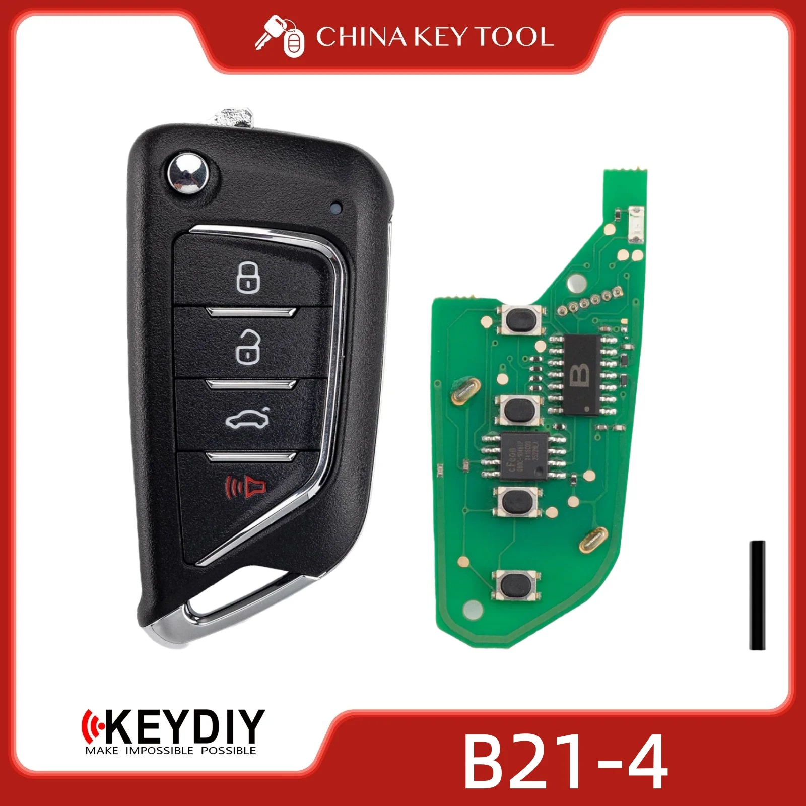 

KEYDIY KD B21-4 Универсальный откидной дистанционный ключ 3 + 1 кнопки Тип ножа Совместимость