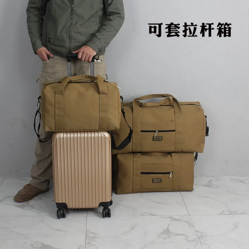 Three sizes of portable wear-resistant canvas work tools, luggage for men's clothing, one shoulder luggage bag, travel bag