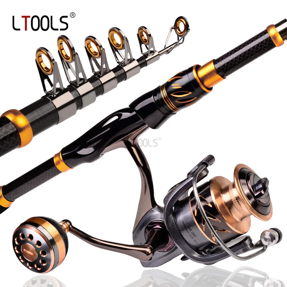 

Adjustable Fishing Rod & Reel Combo 2.1m Carbon Fiber Telescopic Rod 5.1:1 High Speed Spinning Reel Kit Line Lures Hooks Bag Set