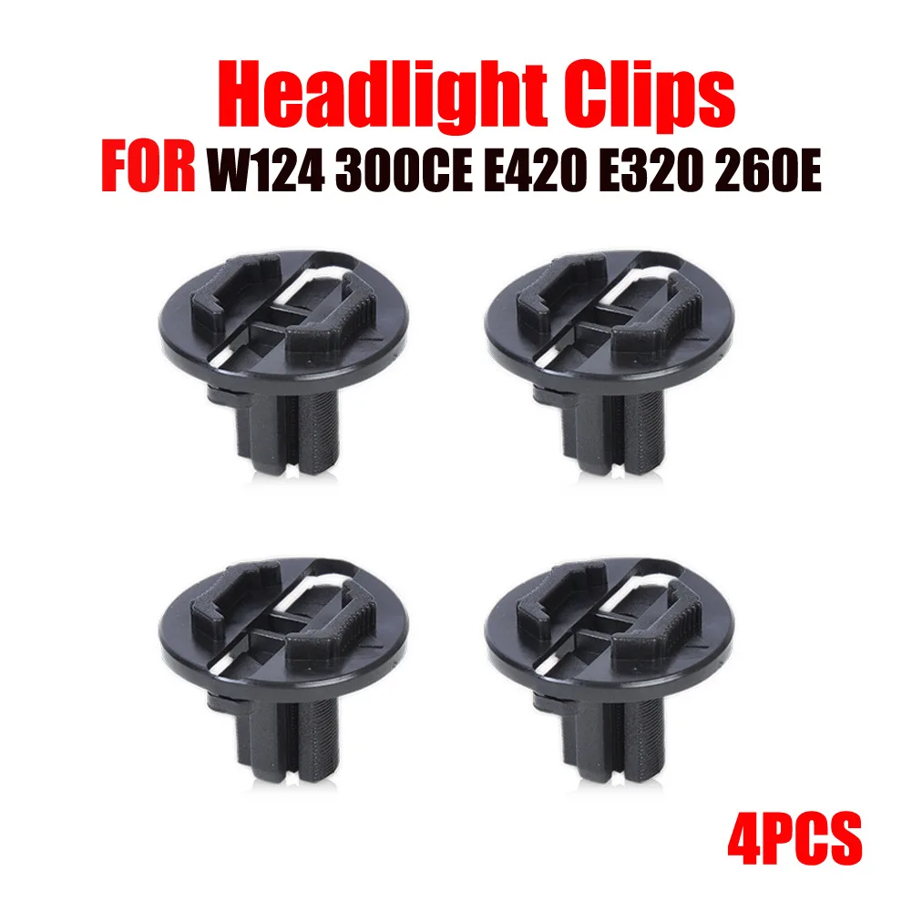 Fit For W124 300CE E420 Fastener Clips Headlight 4pcs Black Fastener High Reliability Plastic Stable Characteristics