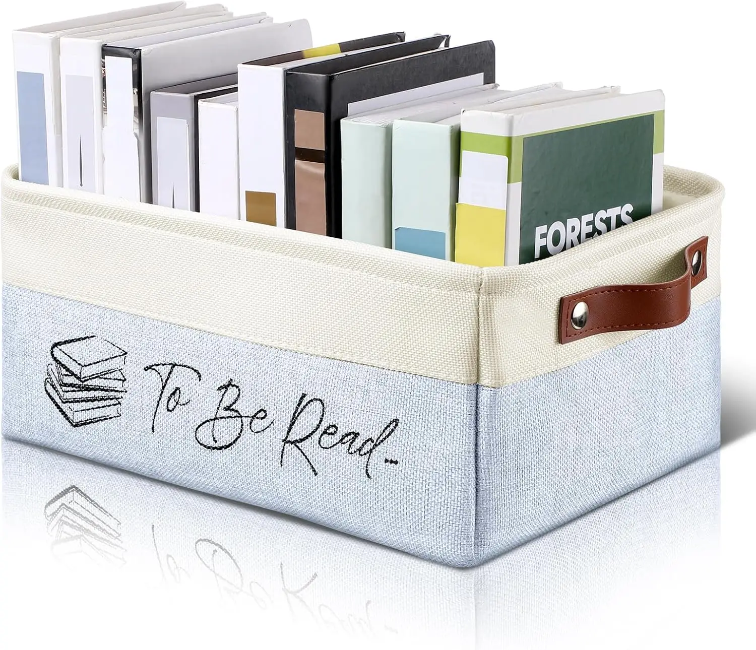 

TBR Book Storage Basket with Handles for Reading List Organization, Book Lover Gift for Students and Teachers