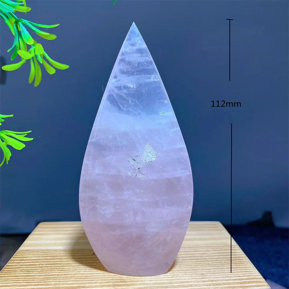 Crystal Natural Rose Quartz Free Form Point Flame Stone Reiki Healing Flashy Polished Gemstones Energy Home Decorations