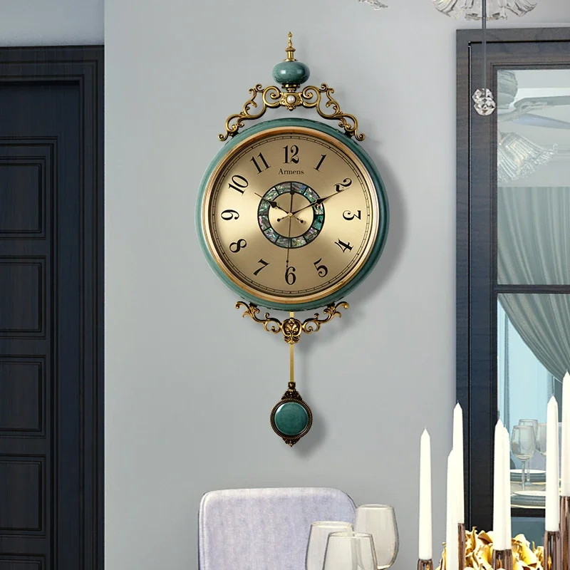 European wall clock living room home 2024 new retro ceramic clock wall table silent high-grade quartz clock