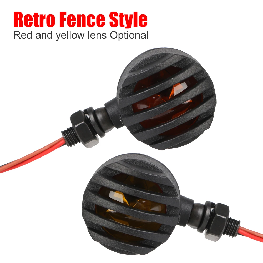 2Pcs Metal For Honda for Suzuki for Cafe Racer Flasher Halogen Turn Signal Retro Fence Motorcycle Blinker Light Indicator