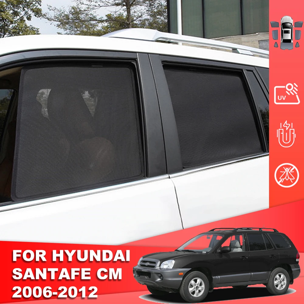 Untuk Hyundai Santafe CM Santa fe 2005-2012 penutup kaca depan mobil magnetik pelindung sinar matahari sisi belakang tirai jendela bayi