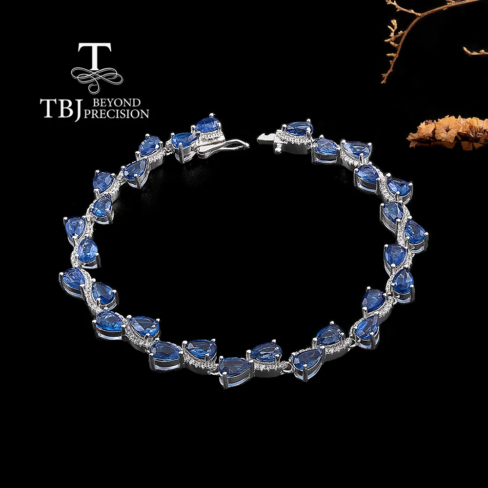 

Браслет из стерлингового серебра 925 пробы, натуральная груша, 4*6 мм, синий кианит, декабрьский драгоценный камень, элегантные изысканные украшения для женщин, подарок на годовщину