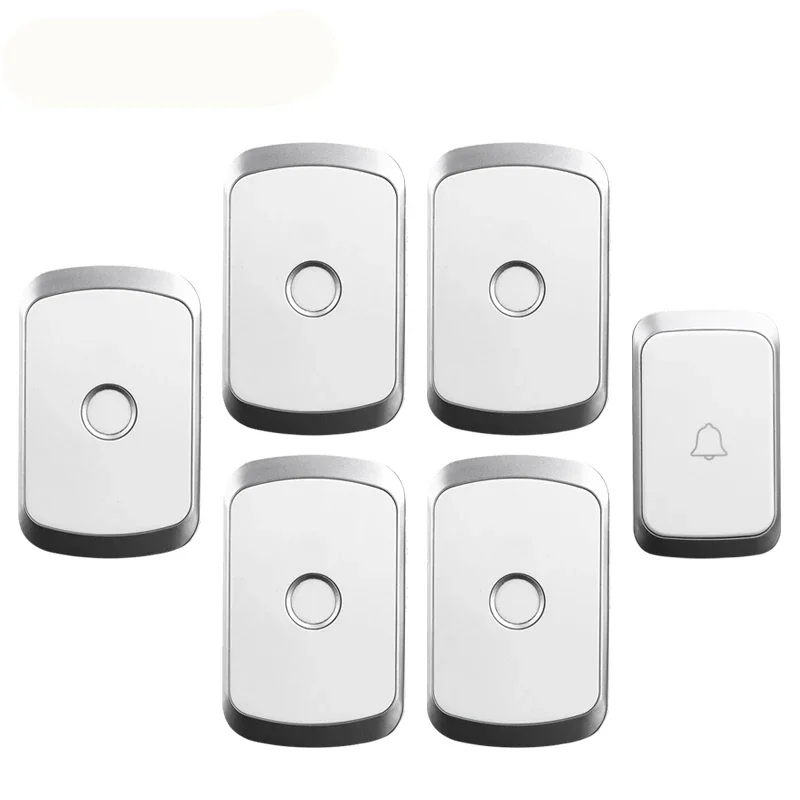 WEMEDA Wireless Waterproof Doorbell 300M Remote 1 Battery Button 5 Receivers 36 Chimes 4 Volume LED Light Home Cordless Bell