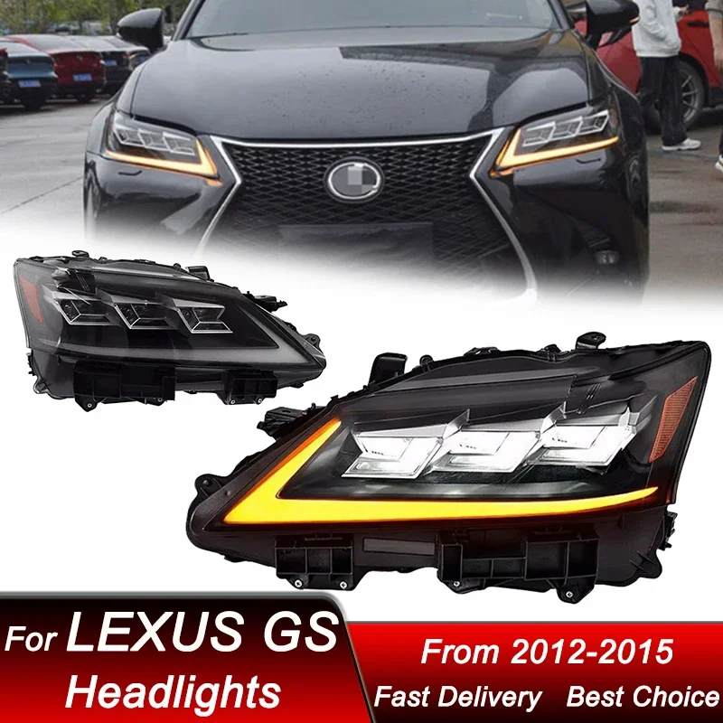 

Поп-автомобильные светодиодные фары для Lexus GS GS250 GS300 12-15, новый стиль, полностью светодиодные фары в сборе, обновленная линза проектора, аксессуары Ki