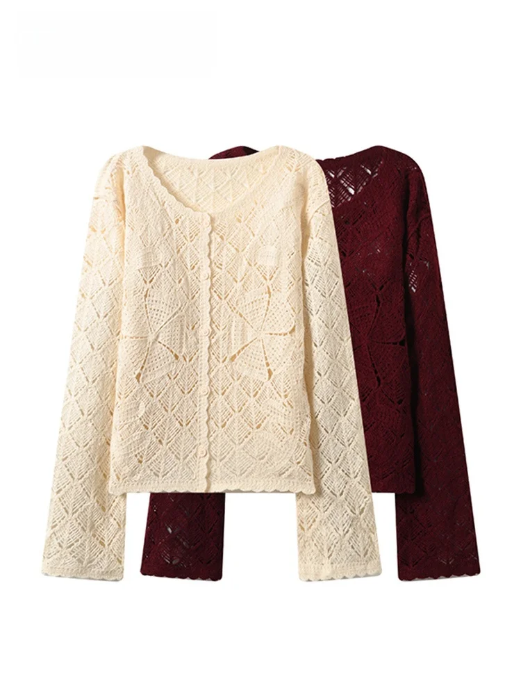 

Cara CLUB plus Size Long Sve Hollow out Cover up Casual Loose Top for plus Size Women Spring New Sle Design Sense