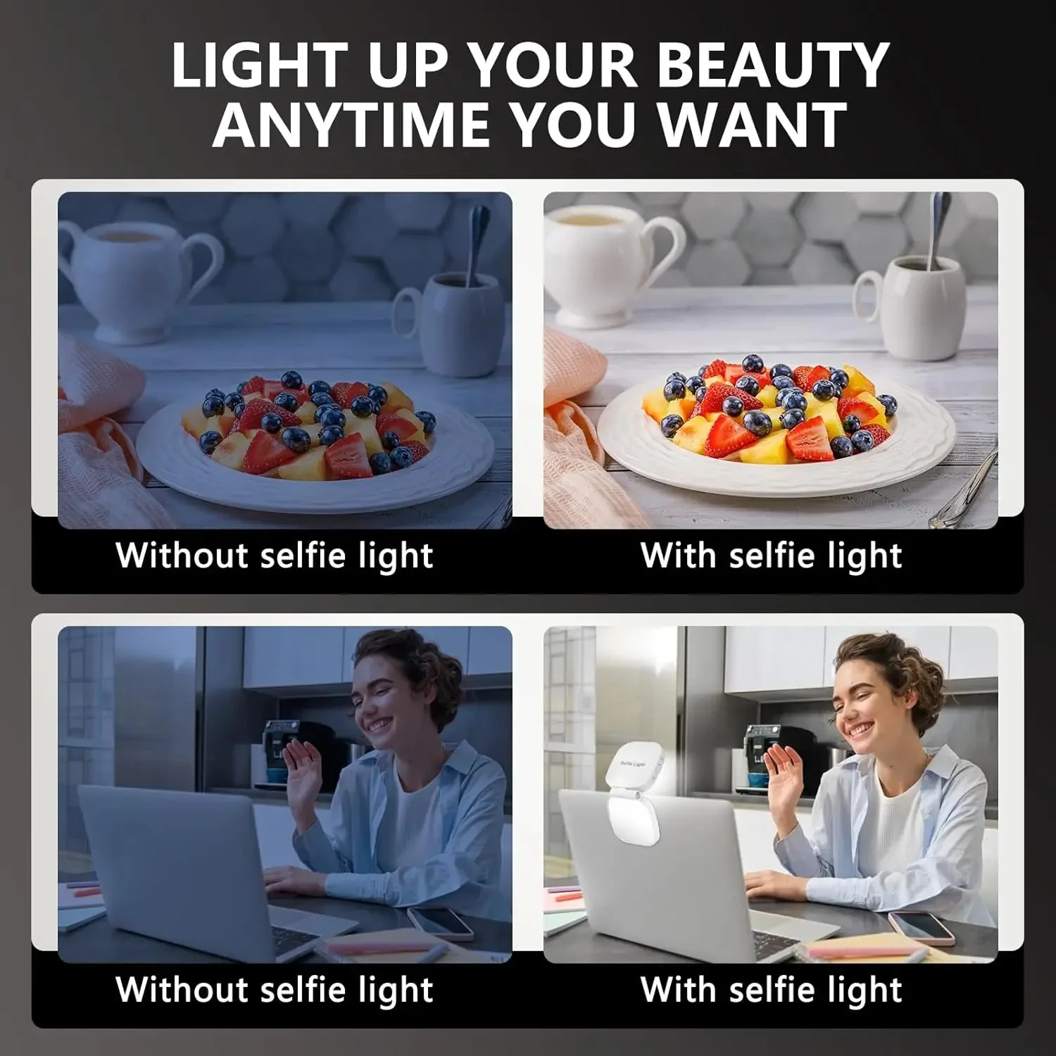 Luz magnética para selfie para MagSafe iPhone 360 °   Anillo de luz LED de relleno con espejo para selfies, videollamadas Vlog