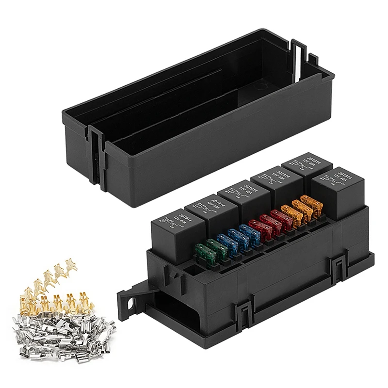 12V Auto 11 Way Fuse Relay Box Block With 5 Pin Relay And Fuses For Automotive Car Marine Truck