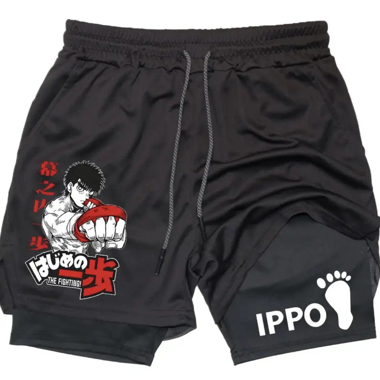 

Training Fitness Quick Drying Breathable Shorts Anime Printed Boxing Men's Sports Shorts Summer Fake Two Pieces Sports Leisure