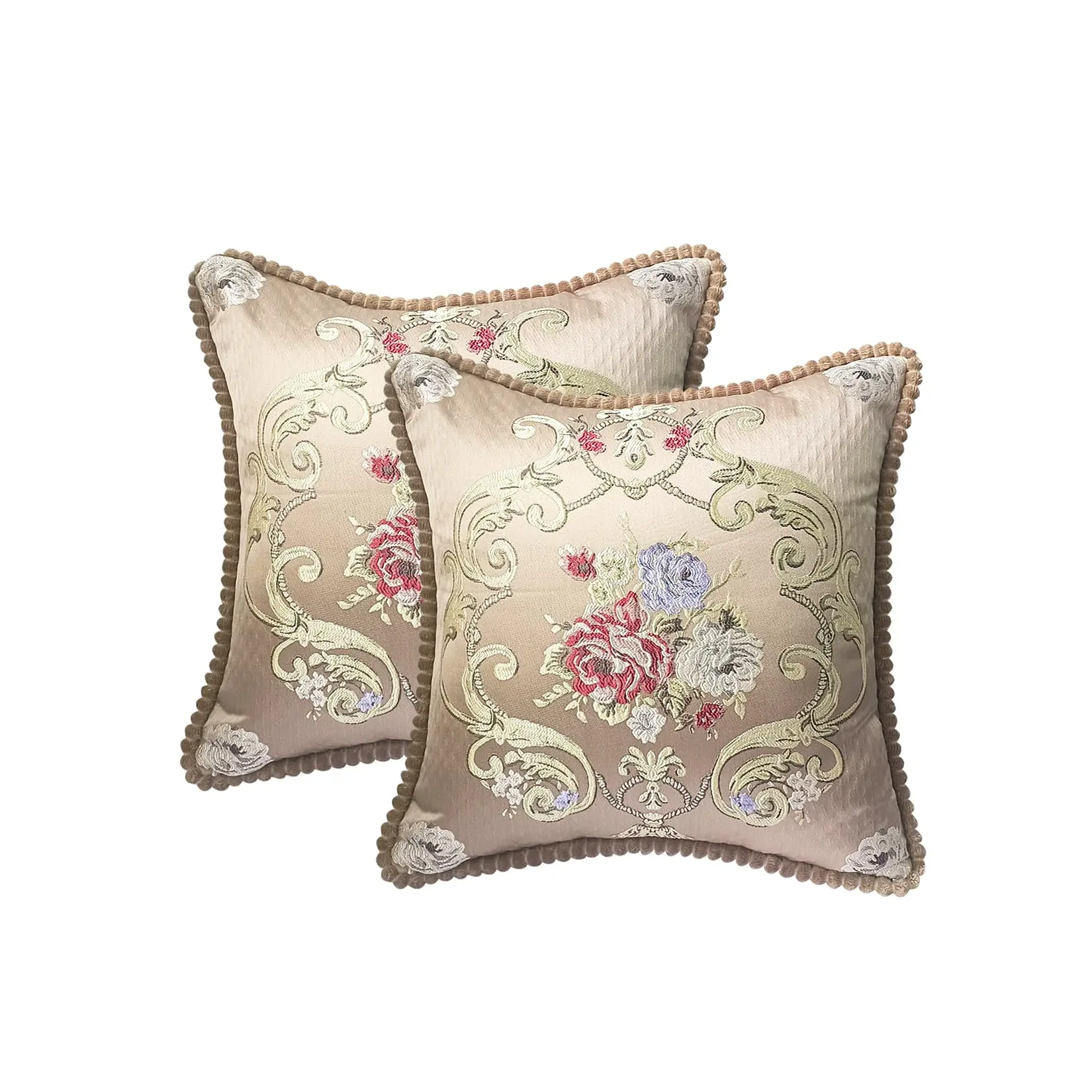

Pillow Covers Set of 2,Jacquard Embroidery Retro Decorative Cushion Cover,Throw Pillow Cover for Living Room Sofa 18.8x18.8 Inch