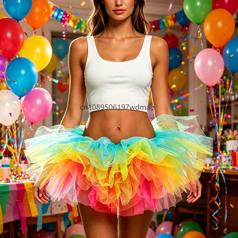

5 Layer Tulle Tutu Skirt Women Mini Fancy Cosplay Costume Party Dancing Dress Music Festival Carnival Dance performance Outfits