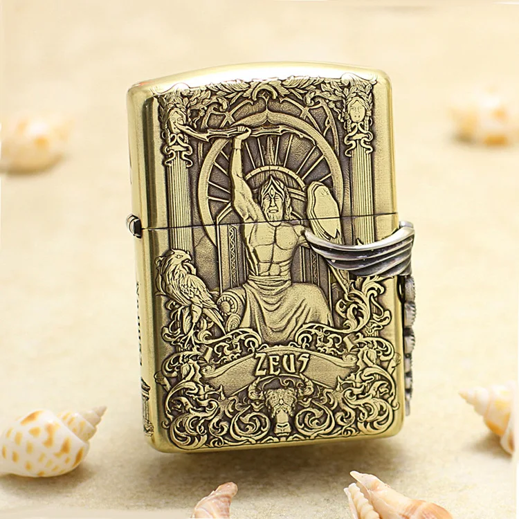 

Подлинная скульптура Zippo Zeus масляная Зажигалка медь ветрозащитная сигарета керосиновые зажигалки подарок с кодом против подделки