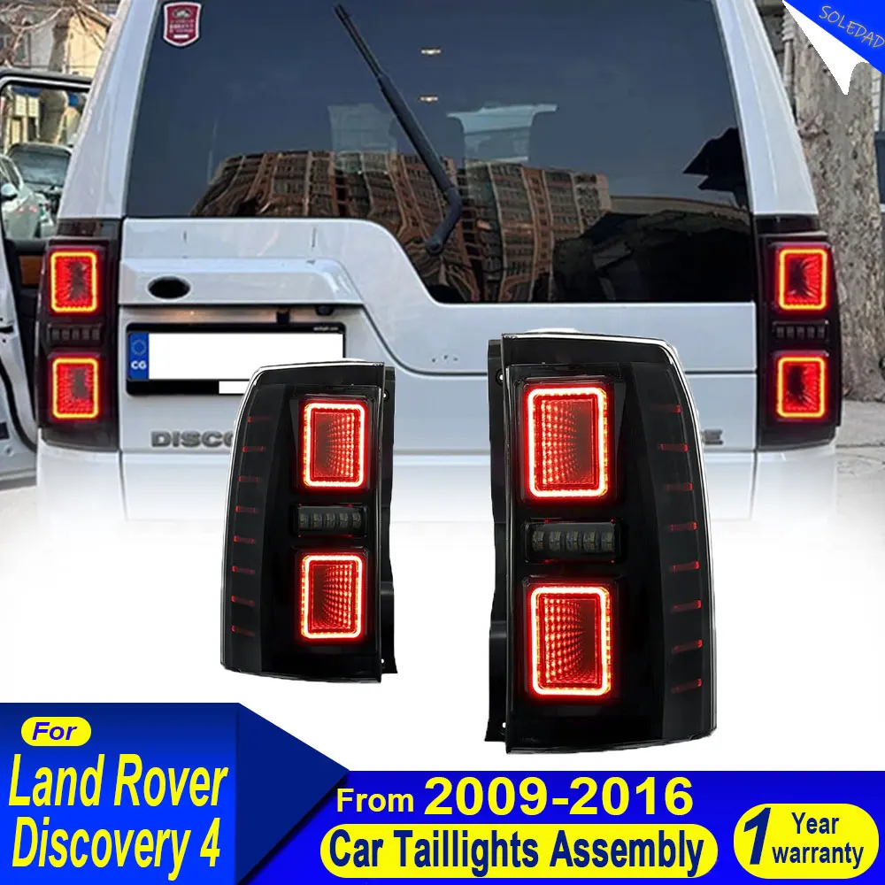 مجموعة مصابيح خلفية للسيارة لاند روفر ديسكفري 4 2009-2016 LED مصابيح خلفية للسيارة أضواء النهار الجري ملحقات السيارة الديناميكية