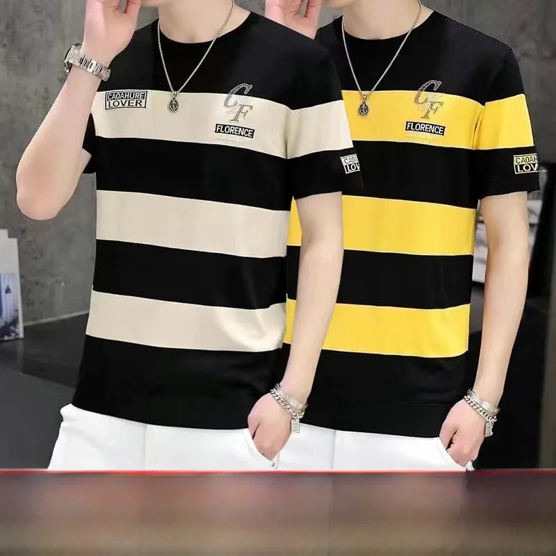 

Высококачественная мужская футболка из ледяного шелка ort Sve, новинка лета 2025, корейская версия, модный топ с принтом f Sve