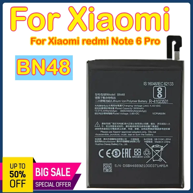 

Аккумулятор BN48 для Xiaomi redmi Note 6 Pro/7A/8/8A/note 9/Pro/note 9S/10X/9A/9C/