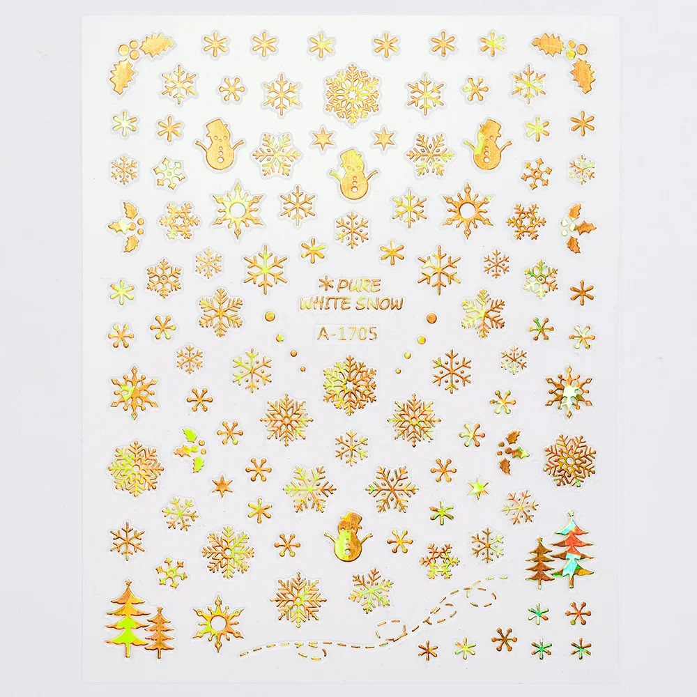 12 枚のクリスマスネイルアートステッカーゴールドスノーフレークネイルデカール冬クリスマスベルツリーヘラジカクリスマス 3D 自己粘着マニキュア装飾
