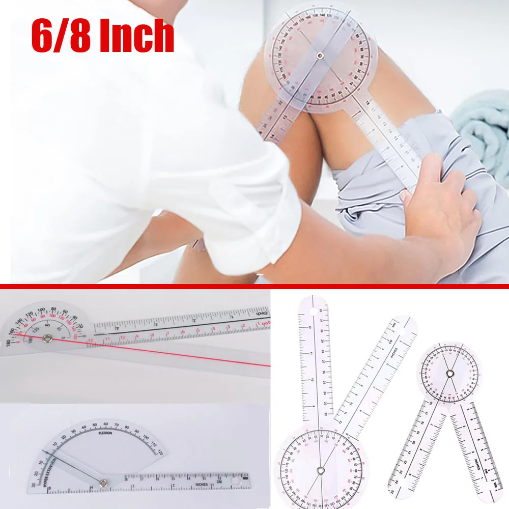 6/8Inch Medical Spinal Angle Ruler 360 Degree Goniometer Angle Arms Legs Limbs Angle Inclinometer Protractor Measuring Tool