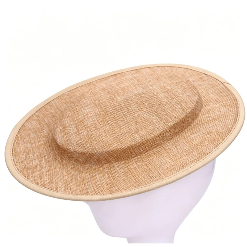 49ME Lightweight Bonnet Hat Base for Adults in Faux Linen, Flat Accent for Travel Photos, Daily Outfits and Party Looks