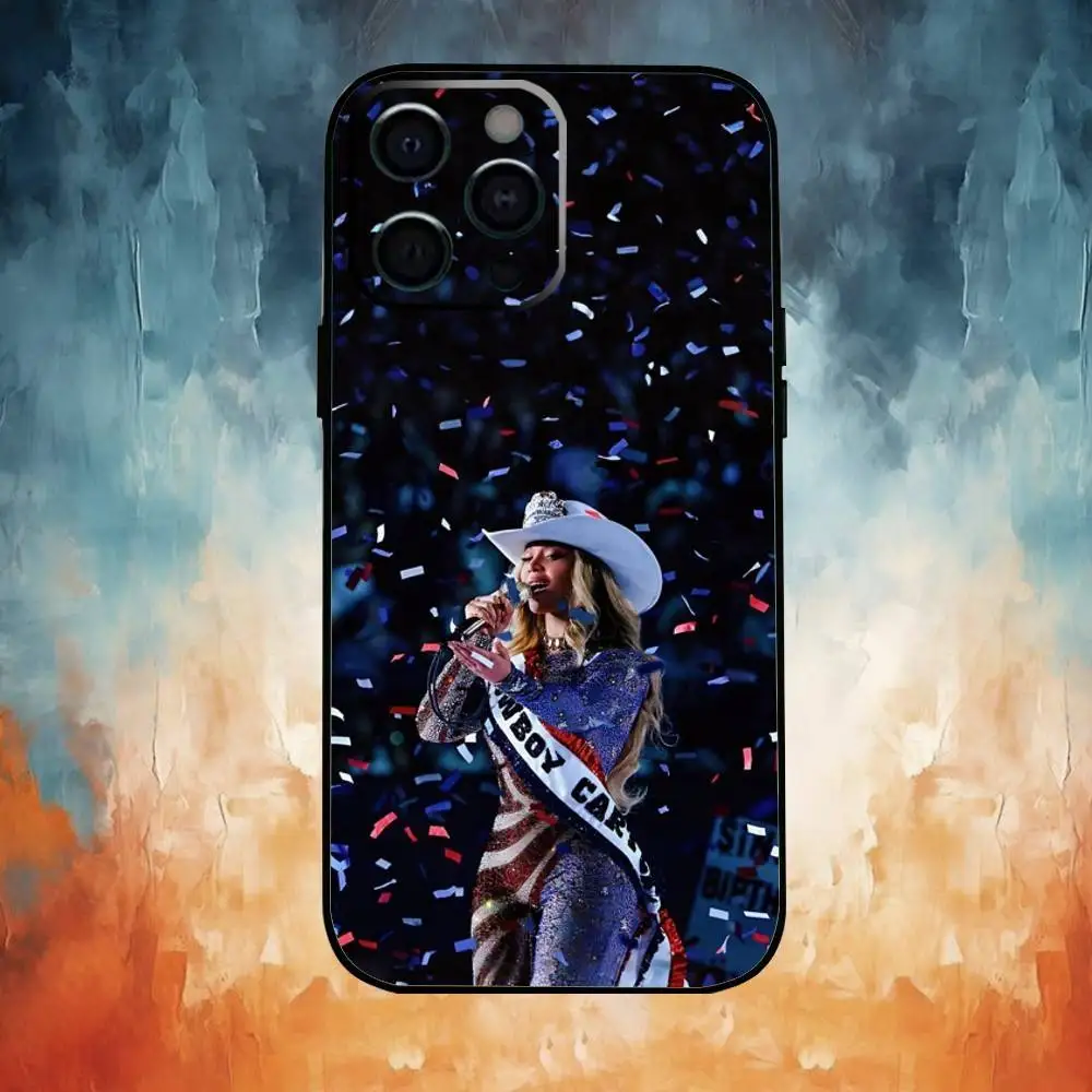 Funda de teléfono cantante Beyonce para iPhone17,16,15,14,13,12,11 Plus,Pro Max, funda negra suave