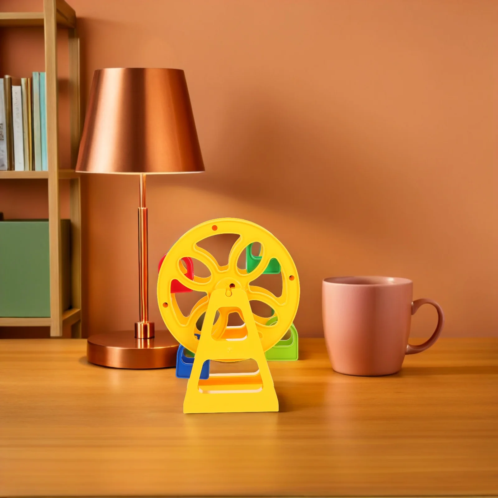 Train Track Ferris Wheel Dollhouse Miniatures Decor Accessories Equipment for Dollhouses Yellow