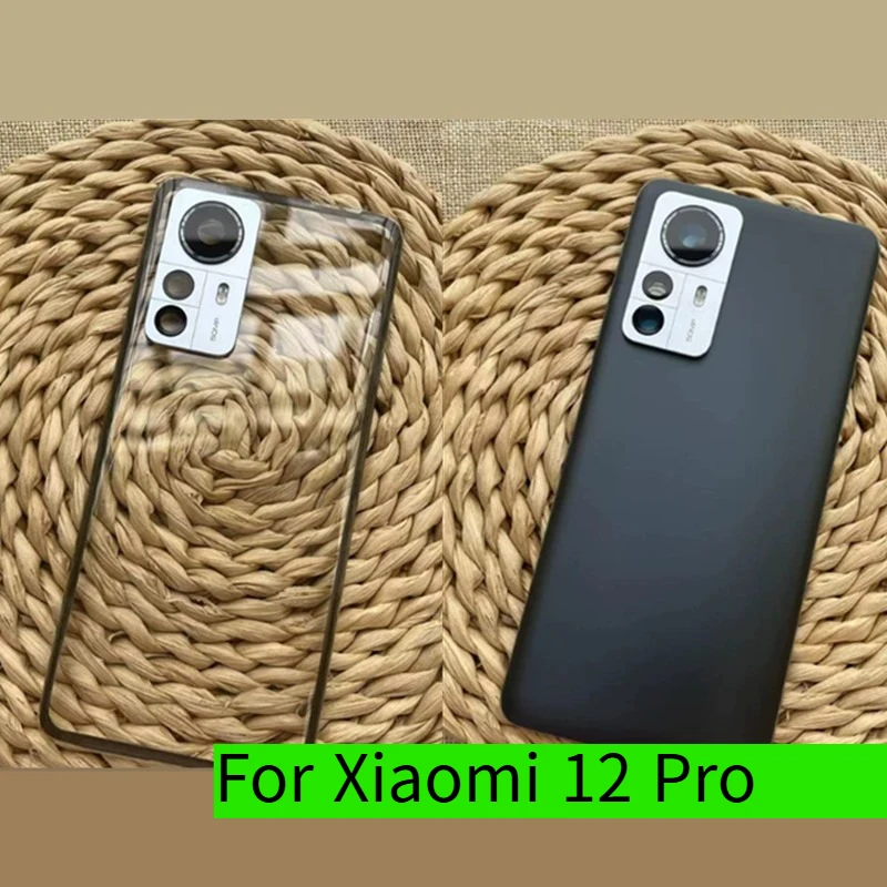 Transparent Glass Battery Back Cover For Xiaomi 12 Pro Rear Housing Replacement With Camera Frame Lens & Adhesive Repair Spare