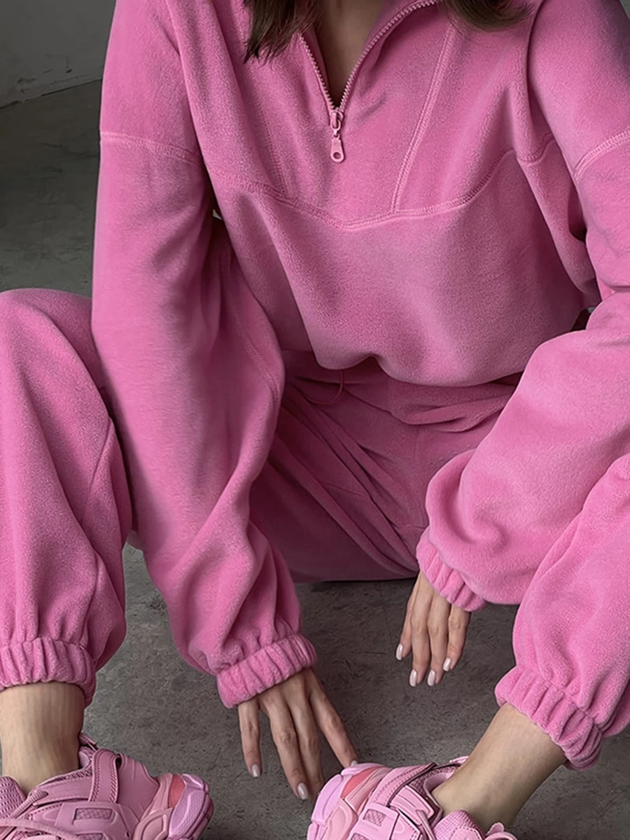 wsevypo Women’s Oversized Fleece Sweatshirts Casual Fall Winter Long Sleeve Half Zip-up Pullover Tops Street Sporty Sweatshirt