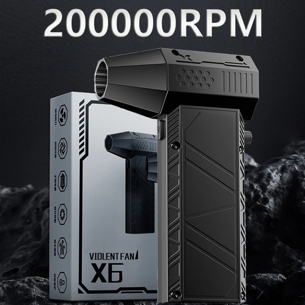 

Портативный автомобильный вентилятор 200000 об/мин, высокомощный воздуходувка с вакуумным комплектом, турбоструйный вентилятор X6/X6Pro, ручной фен, удар