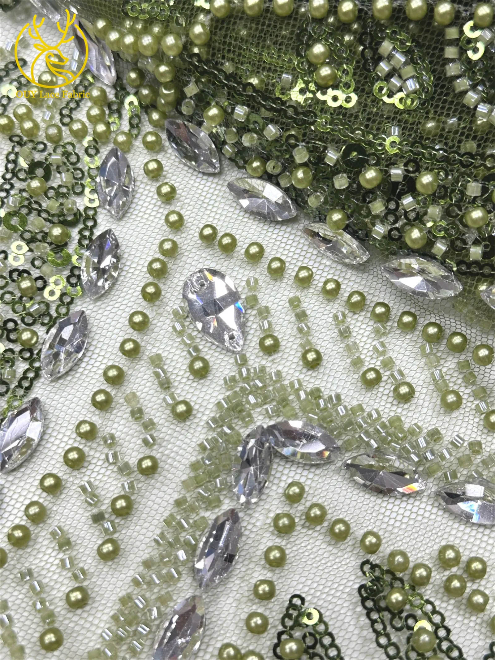 2026 Neues Design Afrikanischer Perlen-Diamant-Spitzenstoff Französischer Nigerianischer Pailletten-Tüll für Damen Partykleid Dekoration Nähen – Detail 35