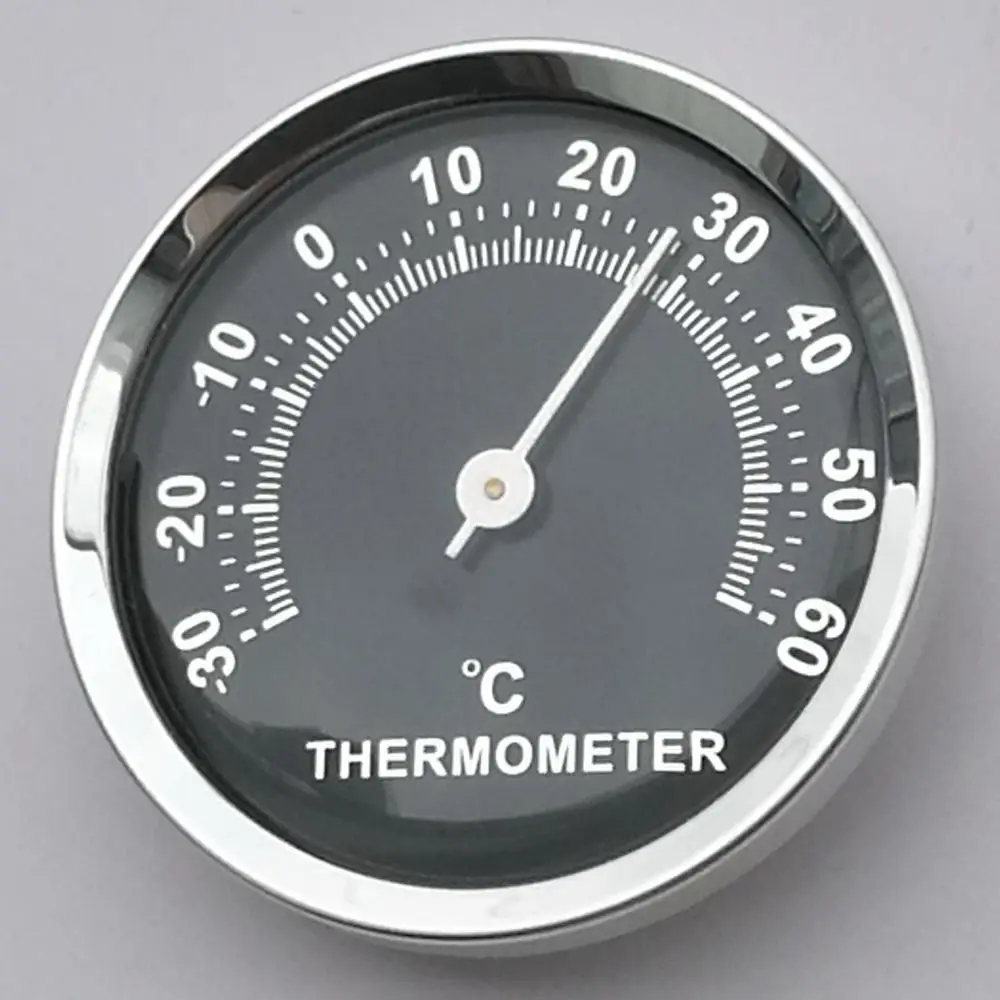 Aluminum Alloy Double-sided Sticker Round Dial Mini Thermometer 58mm Car Temperature Gauge Mechanical Thermometer