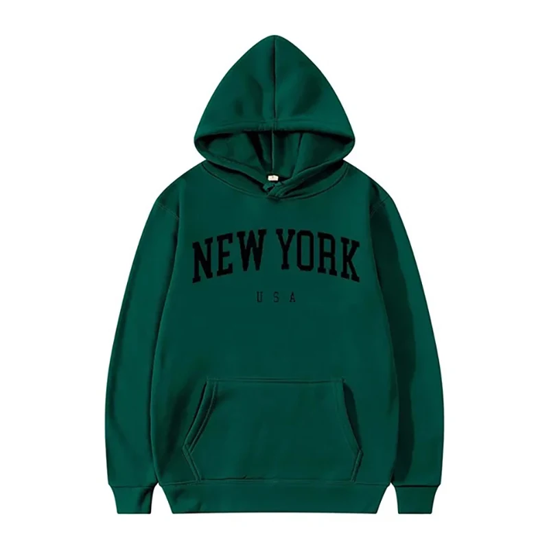 New York U.S.A City Hoodies Letter Graphic Print Men Woman Hoodie Hooded Sweatshirts Harajuku Pullover Unisex Tracksuit Clothing